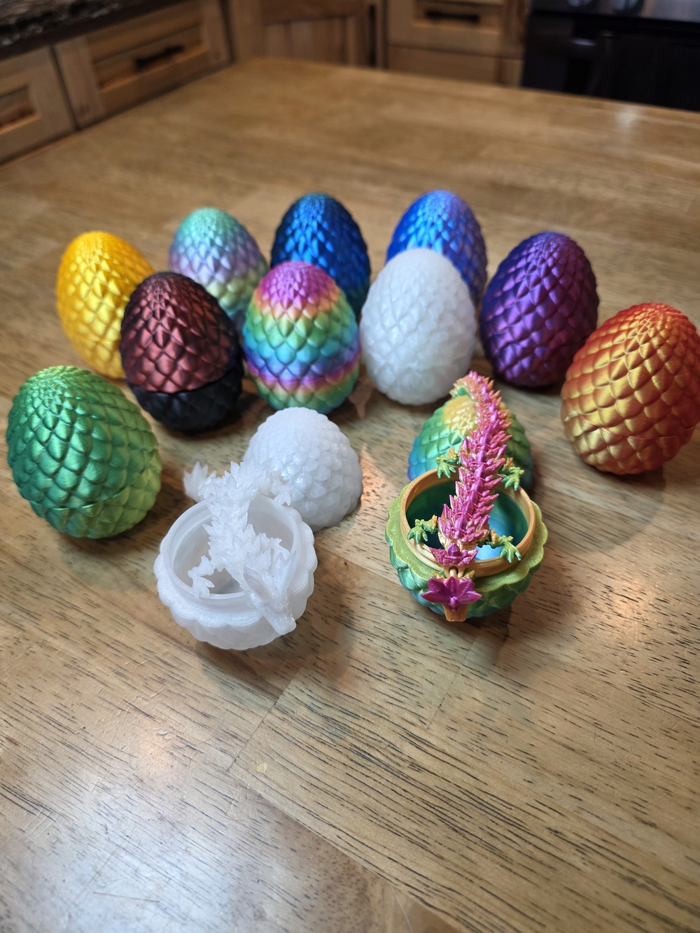12- 3D Printed Rainbow Dragon Eggs - Multicolor